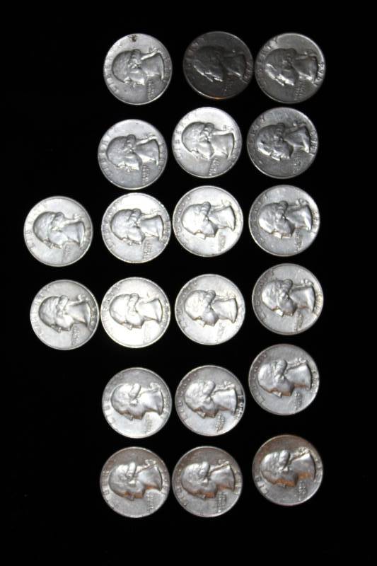lot 278 image: Lot of (20)  PRE 1964 WASHINGTON 90% SILVER QUARTERS .