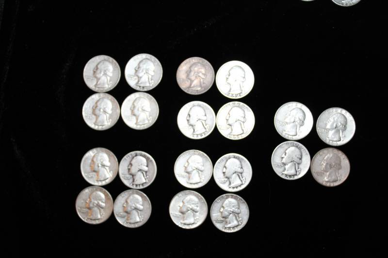 lot 280 image: Lot of (20)  PRE 1964 WASHINGTON 90% SILVER QUARTERS .