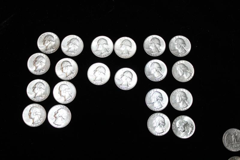 lot 275 image: Lot of (20)  PRE 1964 WASHINGTON 90% SILVER QUARTERS .