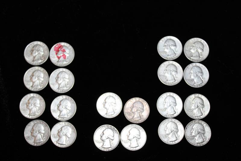 lot 274 image: Lot of (20)  PRE 1964 WASHINGTON 90% SILVER QUARTERS .