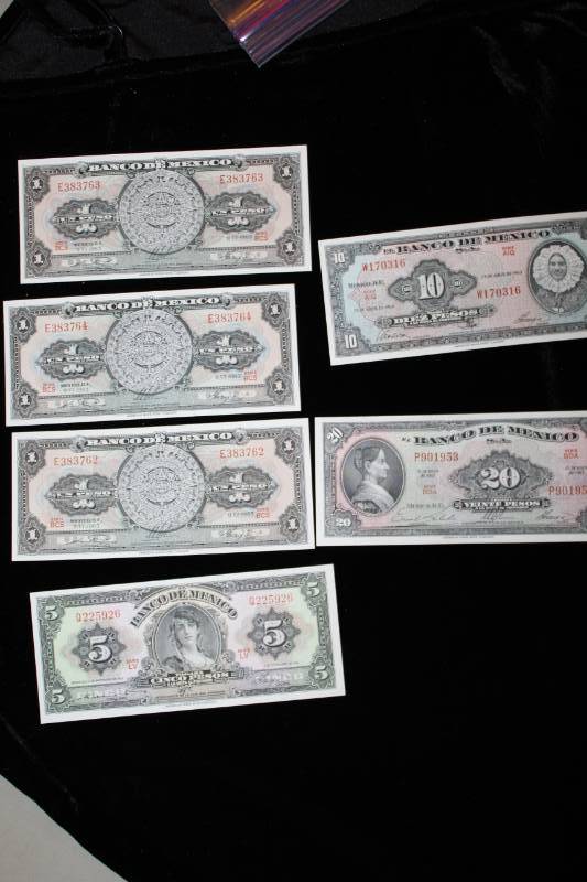 lot 291 image: Lot of (6)196x Mexican Paper Pesos Face Value 38 Pesos