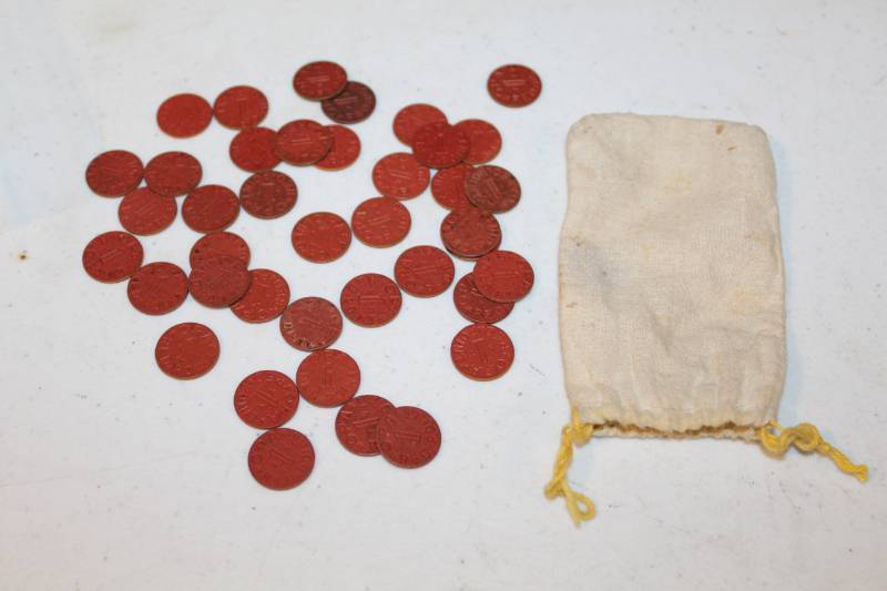 lot 390 image: Lot of (40) WWIIOPA Coin Collection  Red 1 Point Tokens All Different