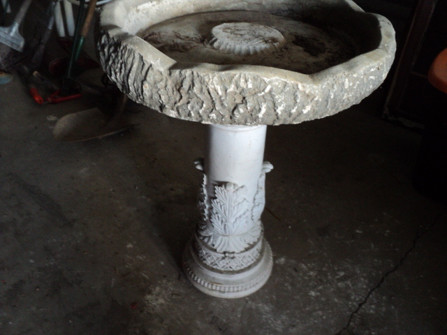 2 piece cement bird bath...