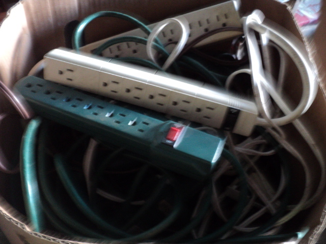 box of extension cords...