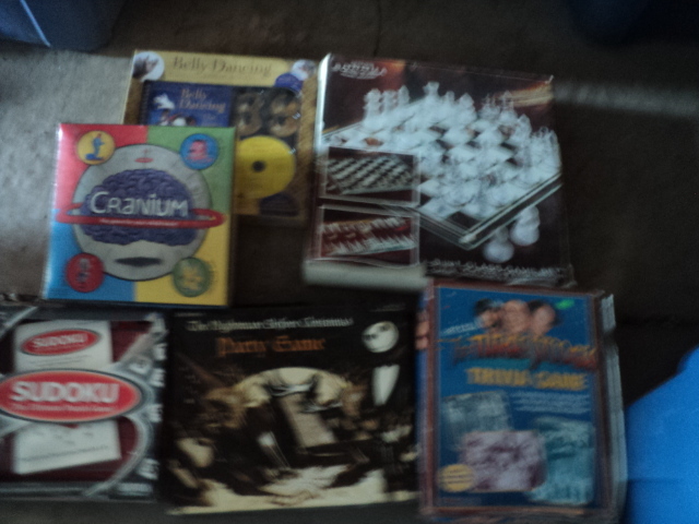 vintage games in a covered tote...