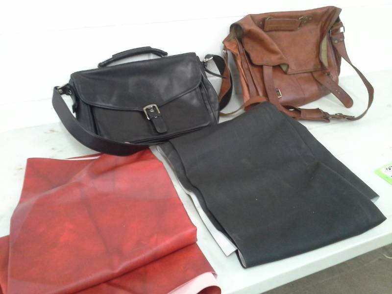 Leather briefcase, purse and Fabric sections
