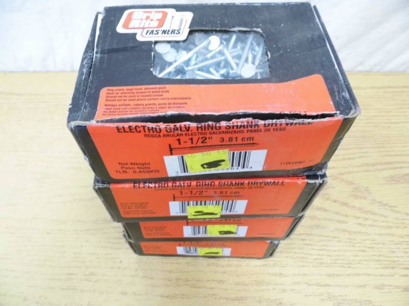 lot 16 image: 4 Boxes Grip Tite Galv Ring Shank Drywall Nails
