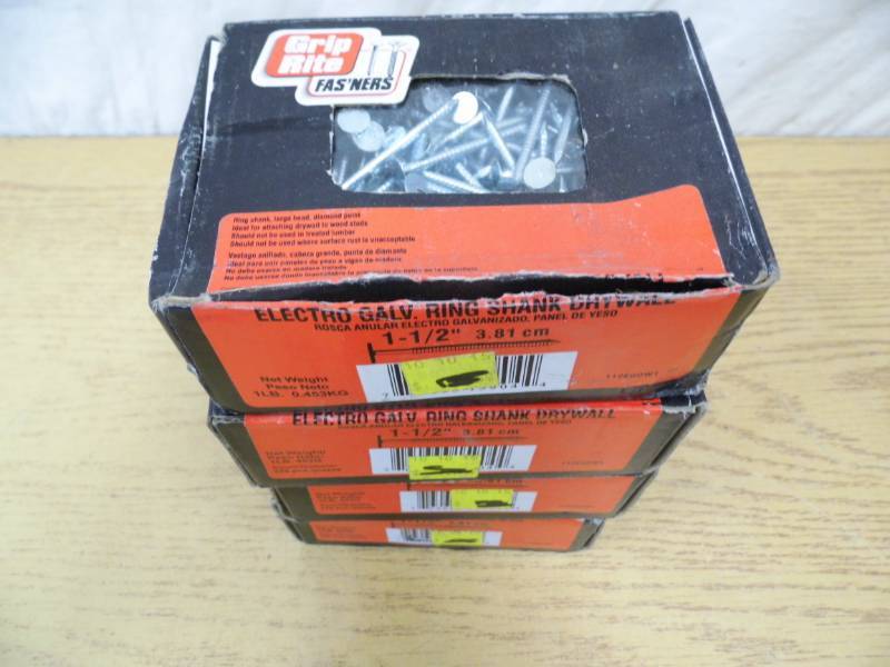 lot 17 image: 4 Boxes Grip Tite Galv Ring Shank Drywall Nails