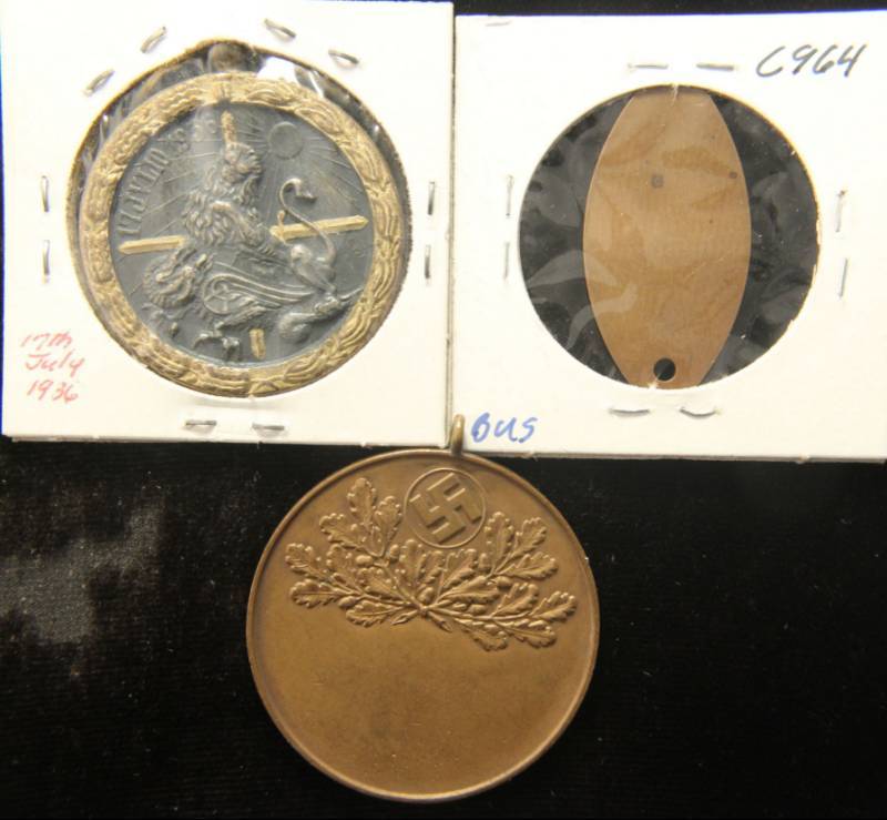 INTERESTING LOT OF (3) UNIQUE COINSMEDALS