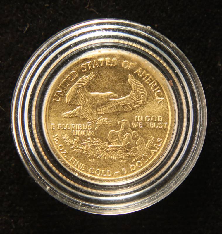 1994 US $5 GOLD EAGLE 110TH OZ. FINE GOLD IN AIRTITE HOLDER