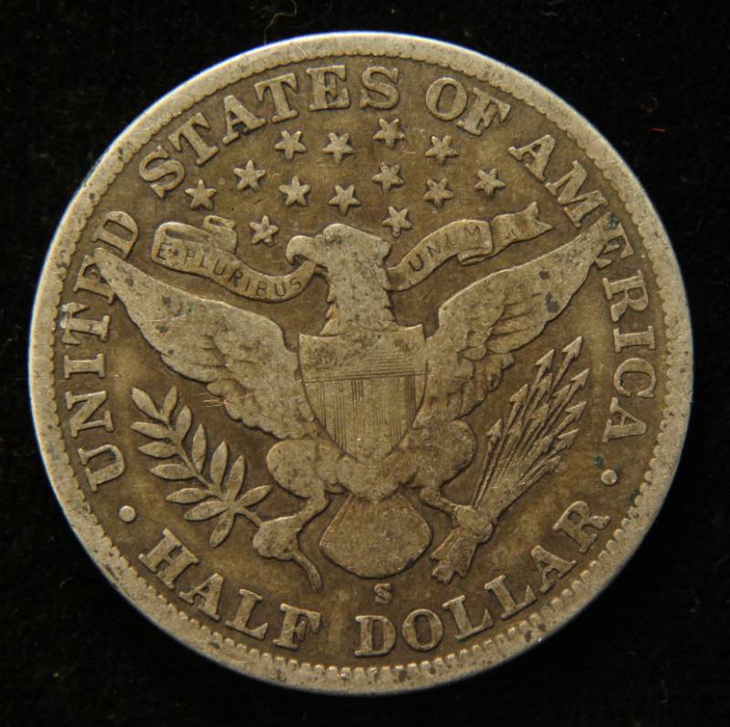 1908-S BARBER SILVER HALF DOLLAR