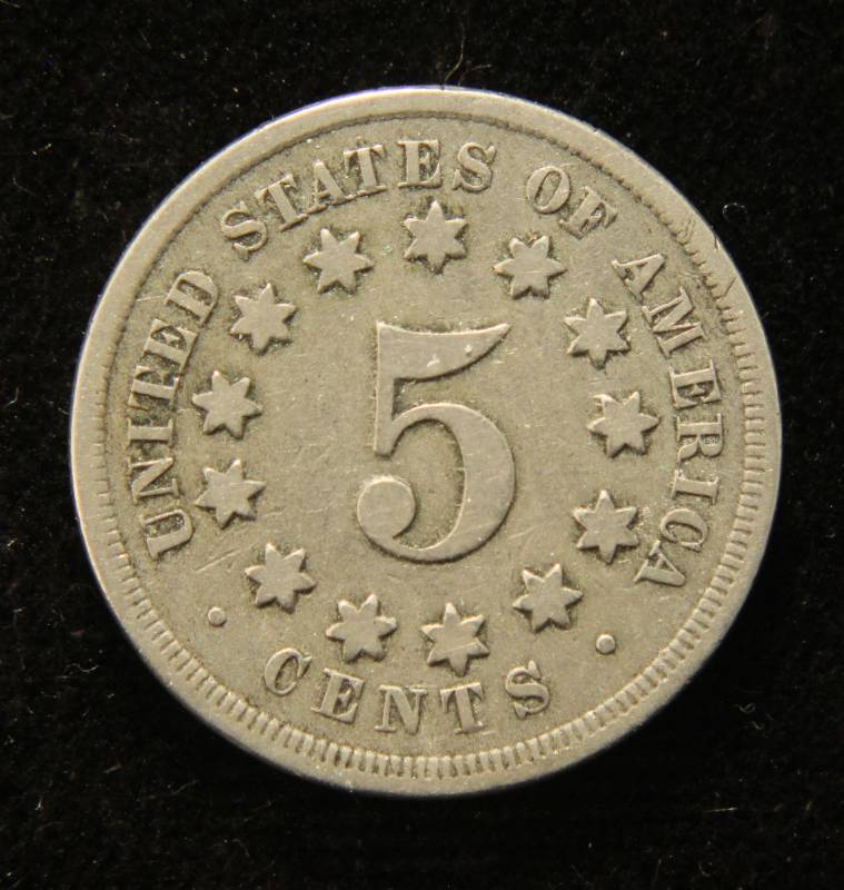 1869 US SHIELD NICKEL FINE
