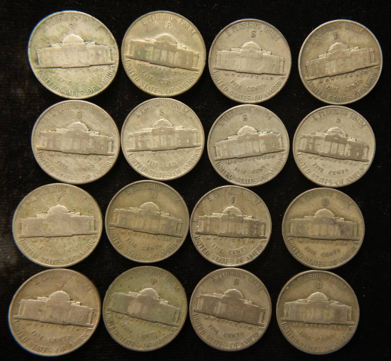 16 US WARTIME SILVER NICKELS