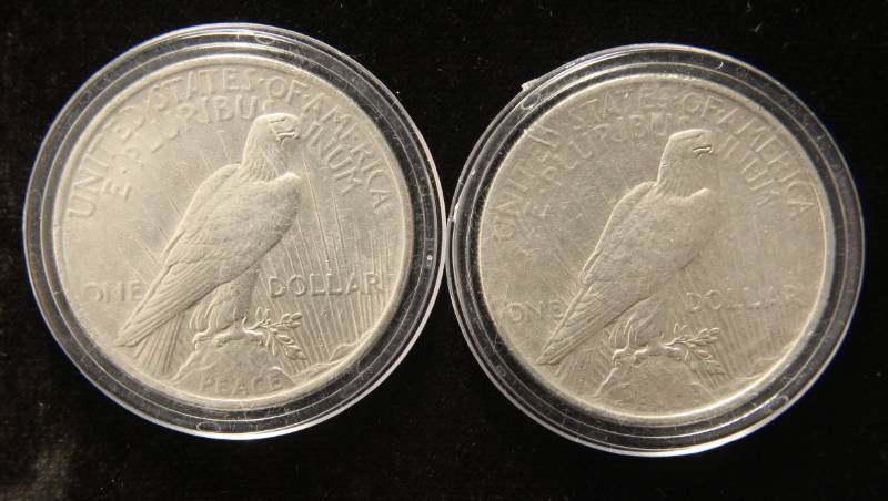2 US SILVER DOLLARS IN AIRTITE HOLDERS BOTH 1924