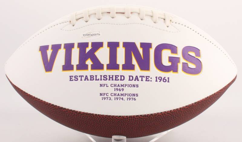 Eric Kendricks & Anthony Barr Signed Vikings Logo Full-Sized Football (TSE COA)