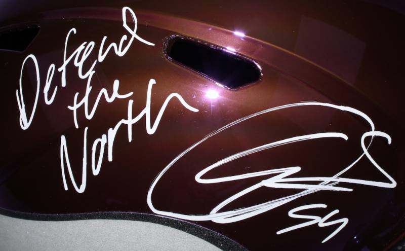 Eric Kendricks Signed Vikings Full-Size Chrome Speed Helmet Inscribed Defend the North (TSE COA)