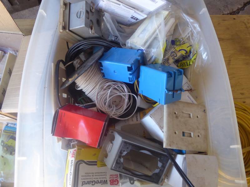 lot 37 image: Bulk Lot of Electrical Accessories, Wire, Switches, Outlets, Covers