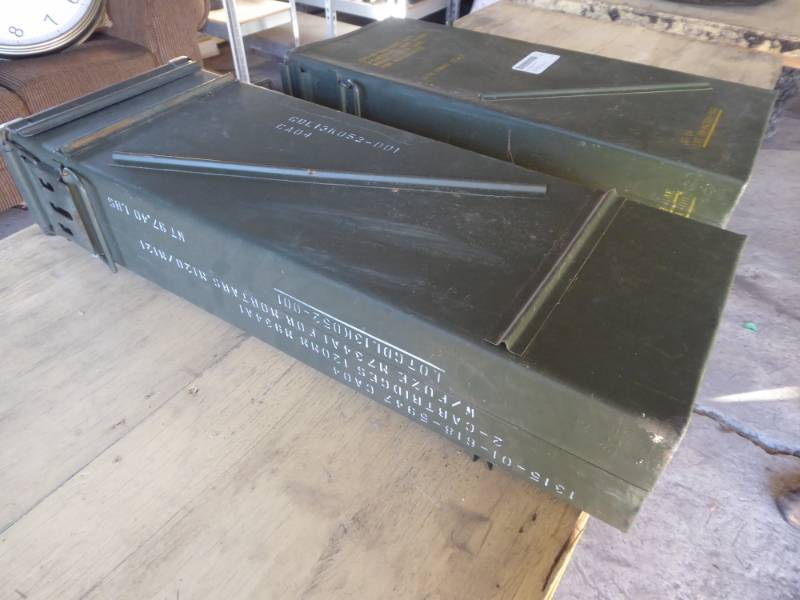 lot 61 image: Lot of Two 31 x 11 x 6 Steel Ammunition Boxes