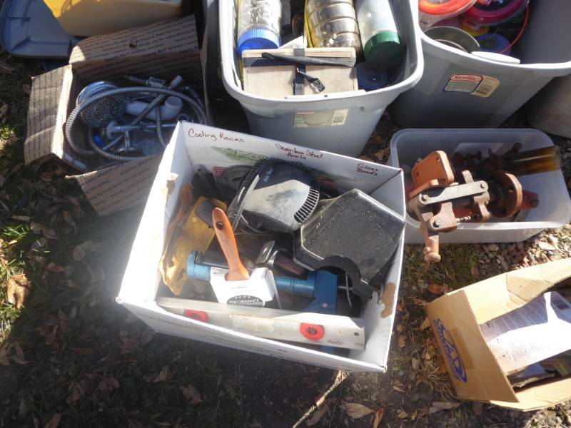 lot 99 image: Lot of Bolts, Screws, Garage Items, Hand Tools Containers and More