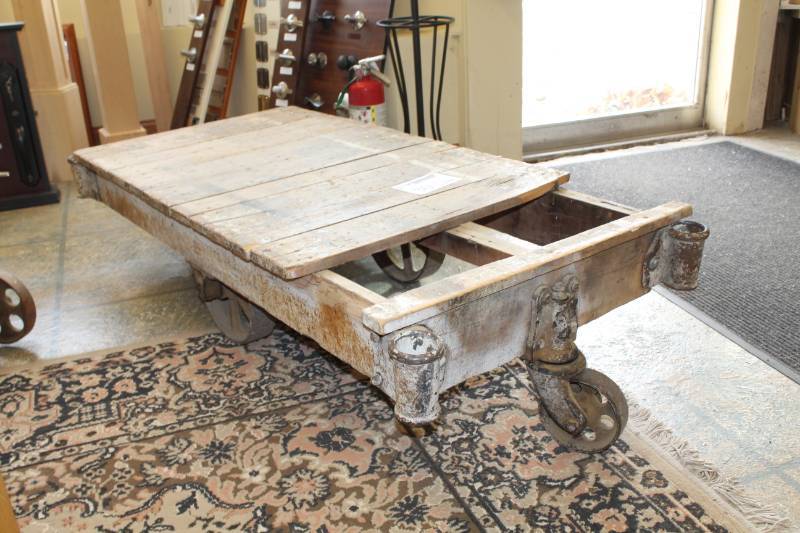 lot 30 image: Nutting Style Wood Deck Industrial Cart