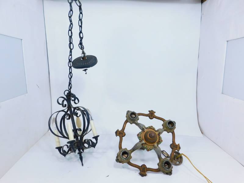 lot 9 image: Two Vintage Hanging Chandeliers