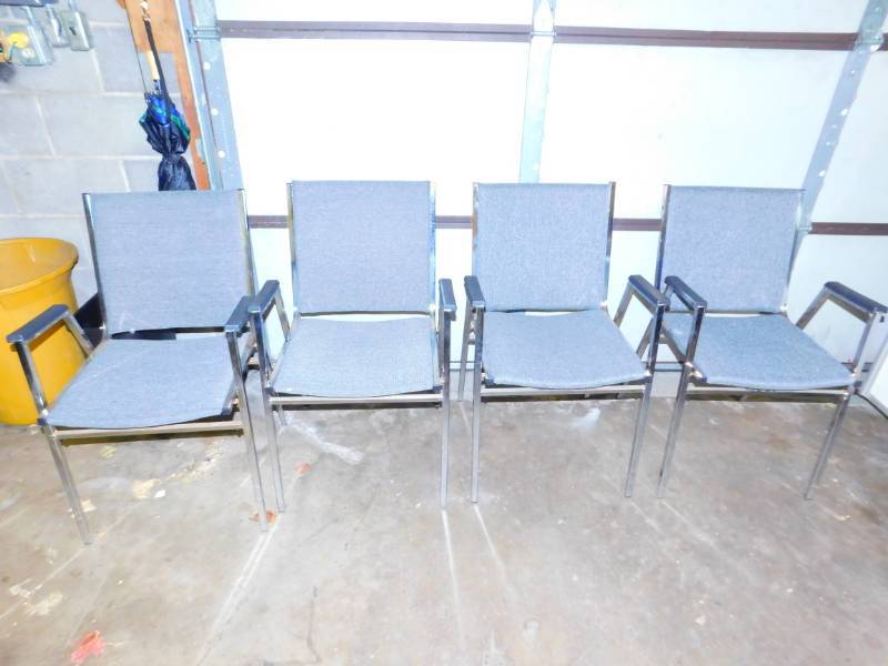 lot 36 image: Four Grey Office Chairs With Metal Legs