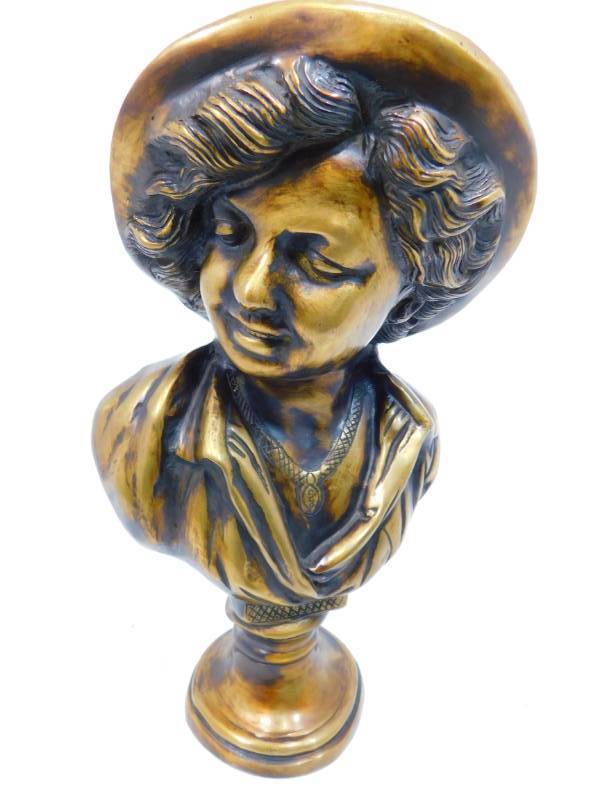 lot 73 image: Vintage Victorian Woman Bronze Cast Bust