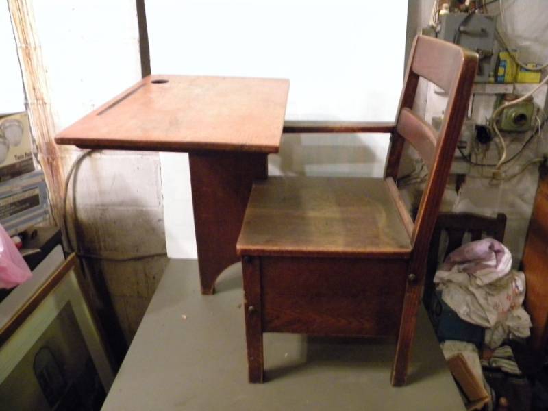 lot 75 image: Vintage Wood School Desk