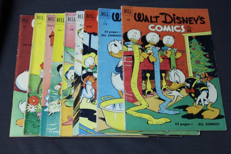 lot 20 image: Dell Walt Disney Comic Books - Jan #124, Feb #125, April #127, May #128, June #129, July #130, August #131, September #132, October #133
