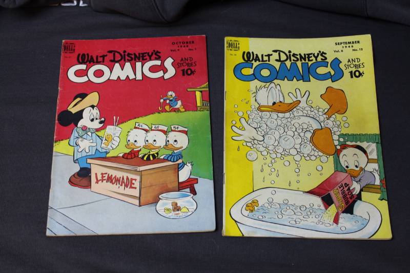 lot 45 image: 1948 Dell Walt Disney Comic Books - October 1948 Vol. 9 No. 1, September 1948 Vol. 8 No. 12