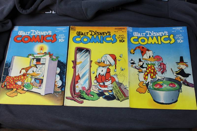 lot 46 image: 1948,1949 Dell Walt Disneys Comic Books - November 1948 vol. 9 No. 2, December 1948 Vol. 9 No. 3, January 1949 vol. 9 No. 4