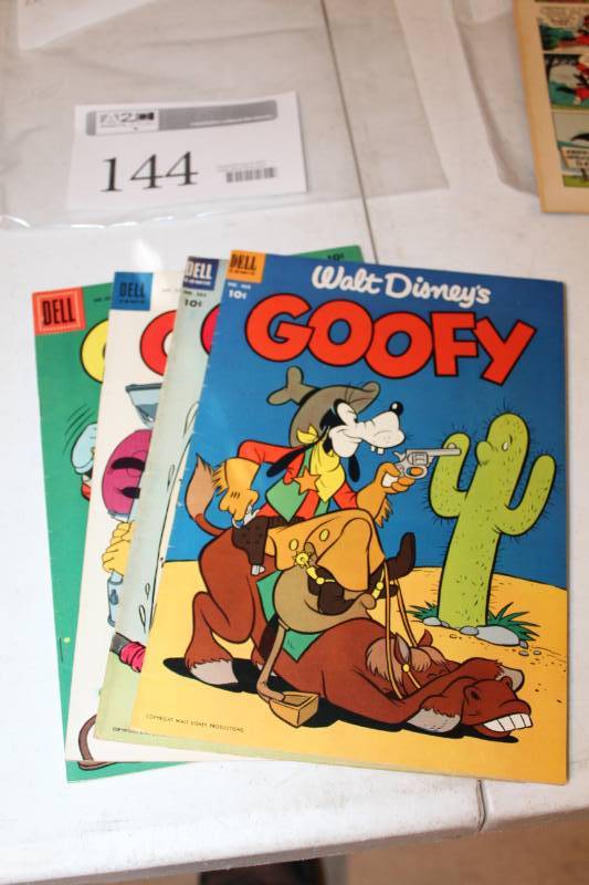 lot 144 image: Dell Walt Disneys Goofy comic Books #468,562,627,658