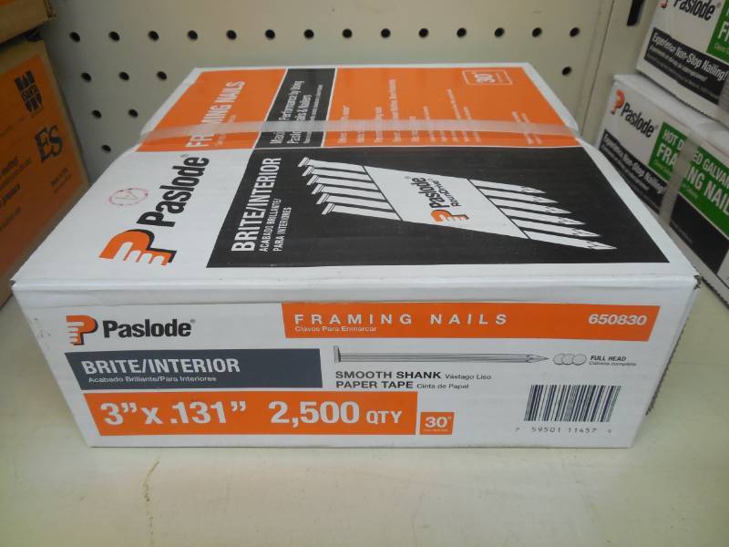 NEW BOX OF 2,500 PASLODE 3 FRAMING NAILS