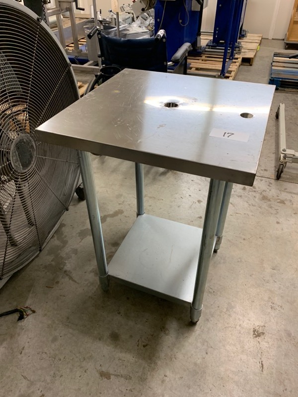 lot 17 image: Stainless top shop table