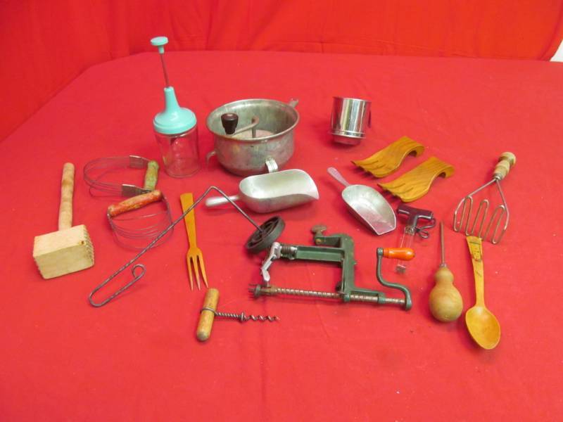 lot 8 image: vintage kitchen utensils