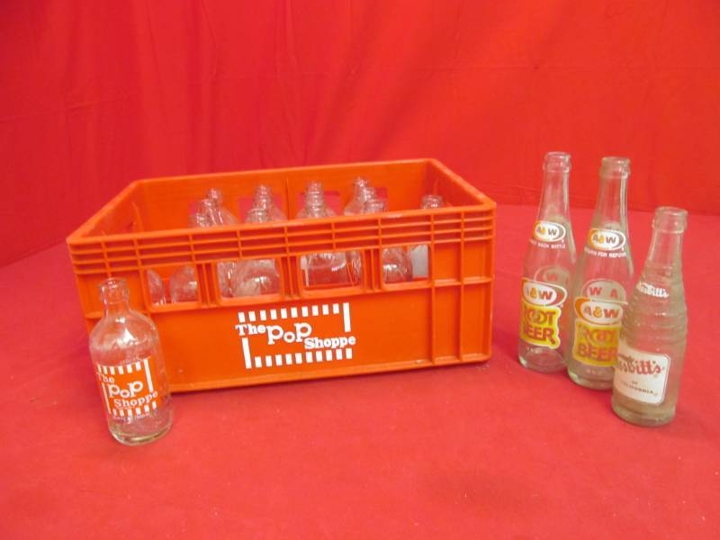 lot 80 image: Pop shop crate, pop shoppe bottles