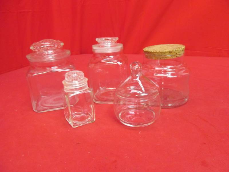 lot 157 image: glass covered jars