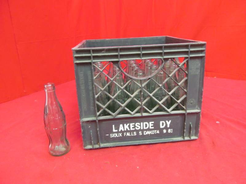 lot 228 image: lakeside dairy milk crate full of coke bottles