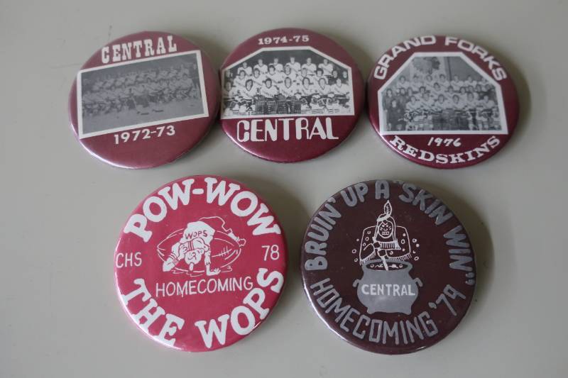 lot 527 image: Vintage 1970s Central High School Redskins Hockey Buttons