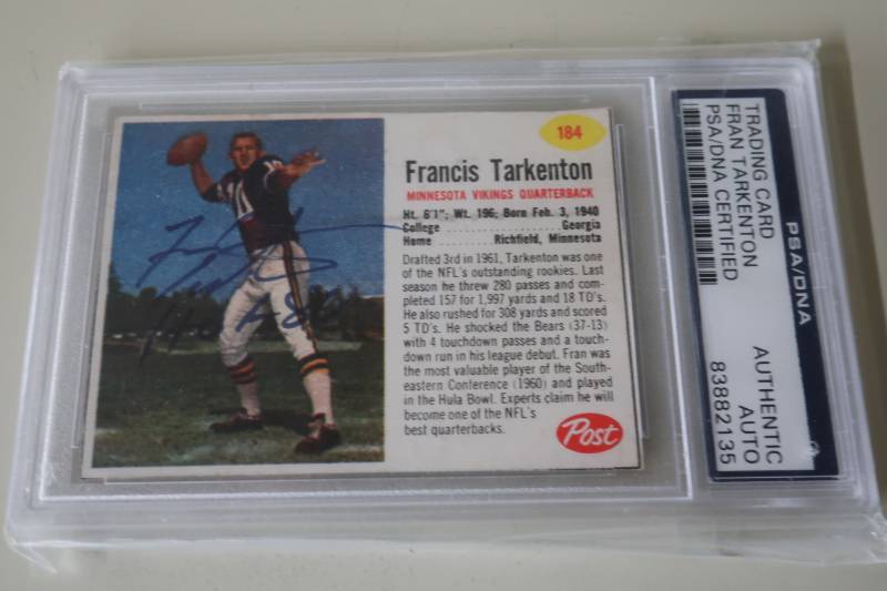 lot 535 image: Authenticated Fran Tarkenton Autographed Card