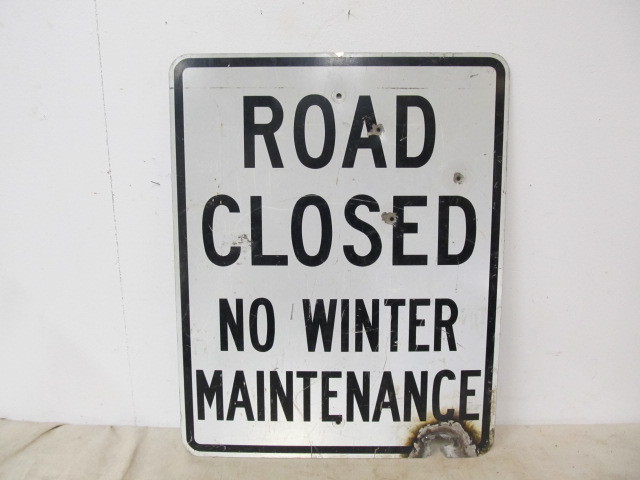 lot 23 image: Large Vintage ROAD CLOSED Metal Street Sign