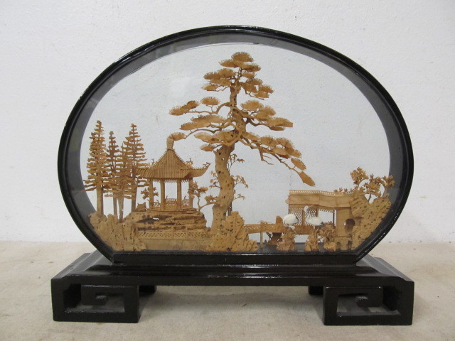 lot 39 image: Hand Carved Oriental Cork Artwork