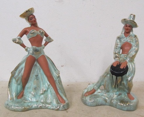 lot 43 image: GREAT Mid Century Spanish Dancer Pottery Figurines