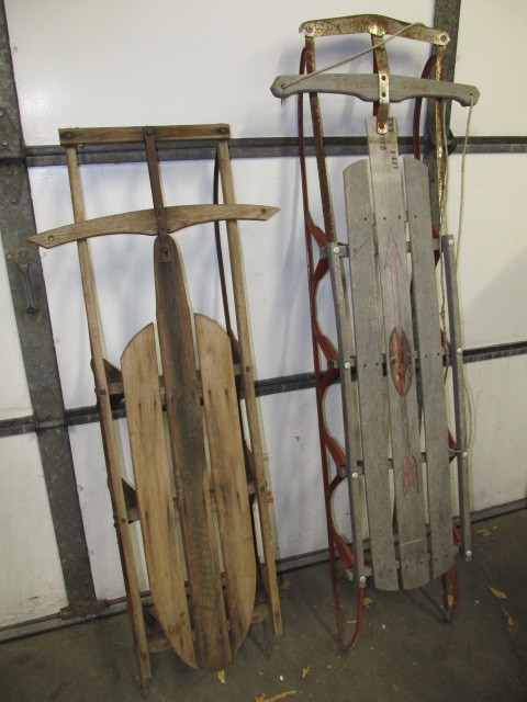 lot 64 image: 2 Vintage Snow Sleds