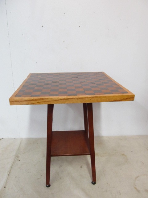lot 90 image: Vintage Wooden Checkerboard Style Table