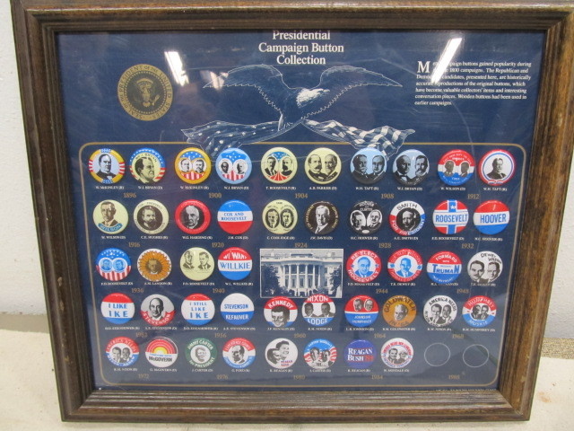 lot 142 image: Framed Presidential Campaign Button collection