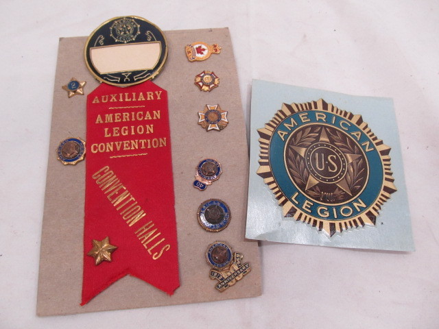 lot 146 image: Old Vintage AMERICAN LEGION Pins & Ribbon