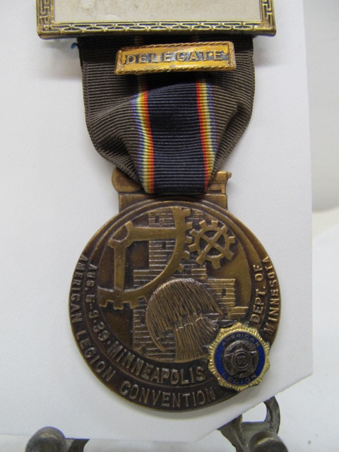 lot 149 image: 1939 Minneapolis American Legion Convention Delegate Medal