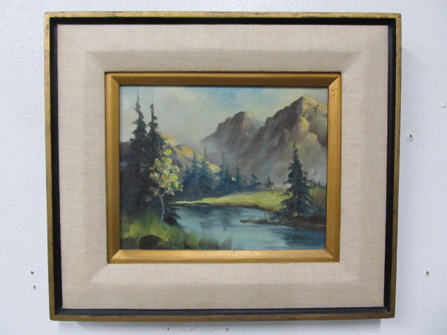 lot 204 image: Vintage Framed Signed Oil on Canvas Landscape Painting - Can It Be Spring