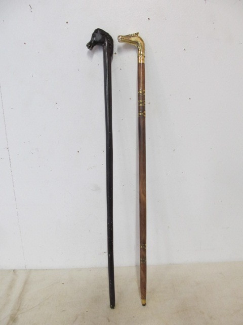 lot 232 image: 2 Horse Head Handled CanesWalking Sticks